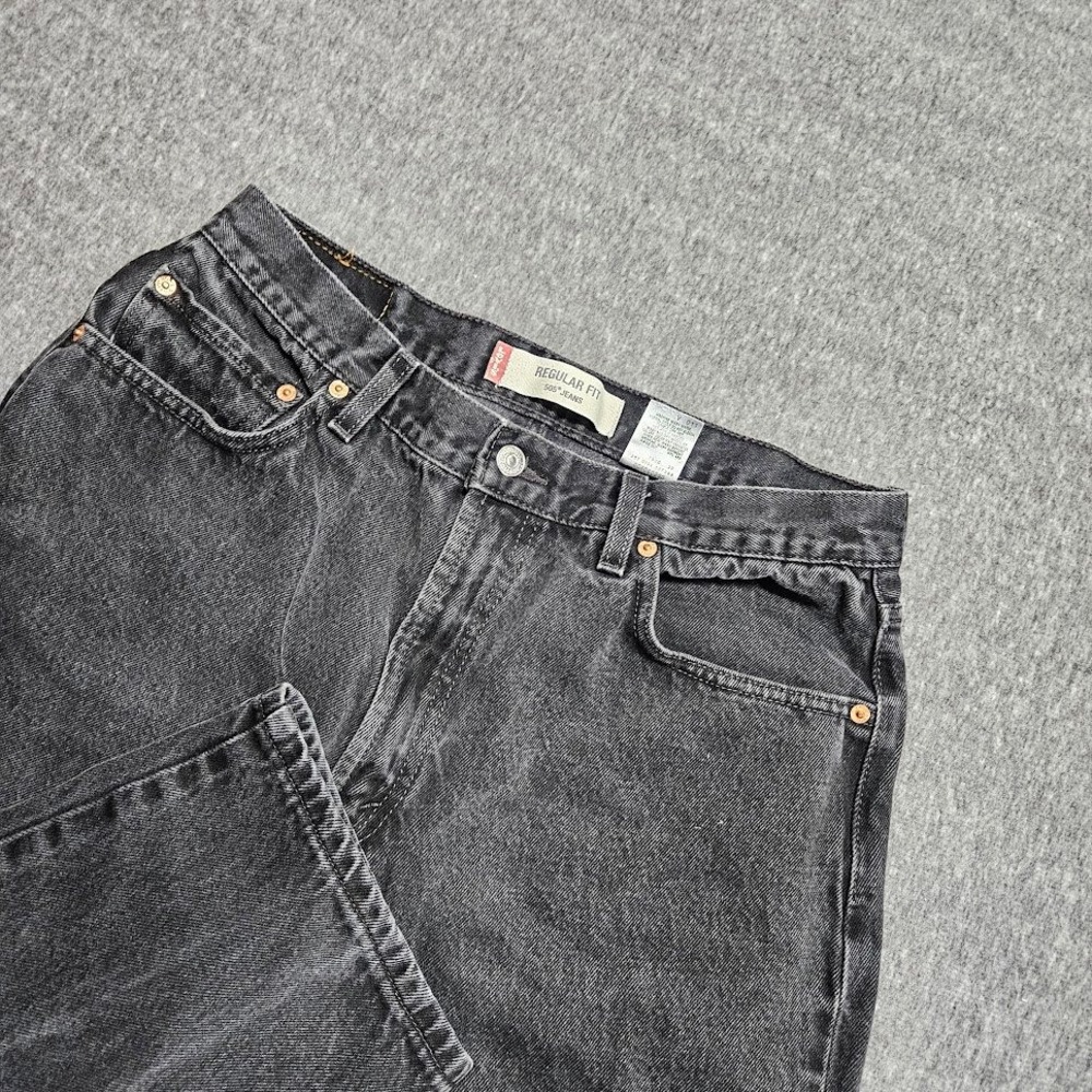 Y2K Levi's 505 Regular Fit Jeans Mens 36x32 (33x30) Black Faded Straight Leg